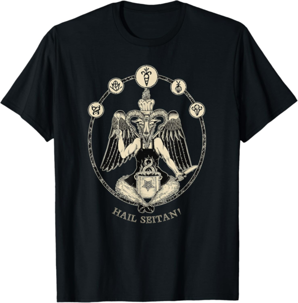 Hail Seitan! Satanic vegan chef Baphomet occult home cook T-... - Image 2